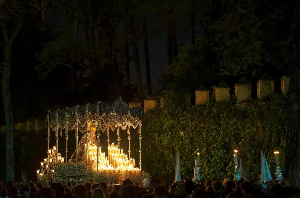 Procession at Jardines de Murillo in the Holy Week, Seville.
