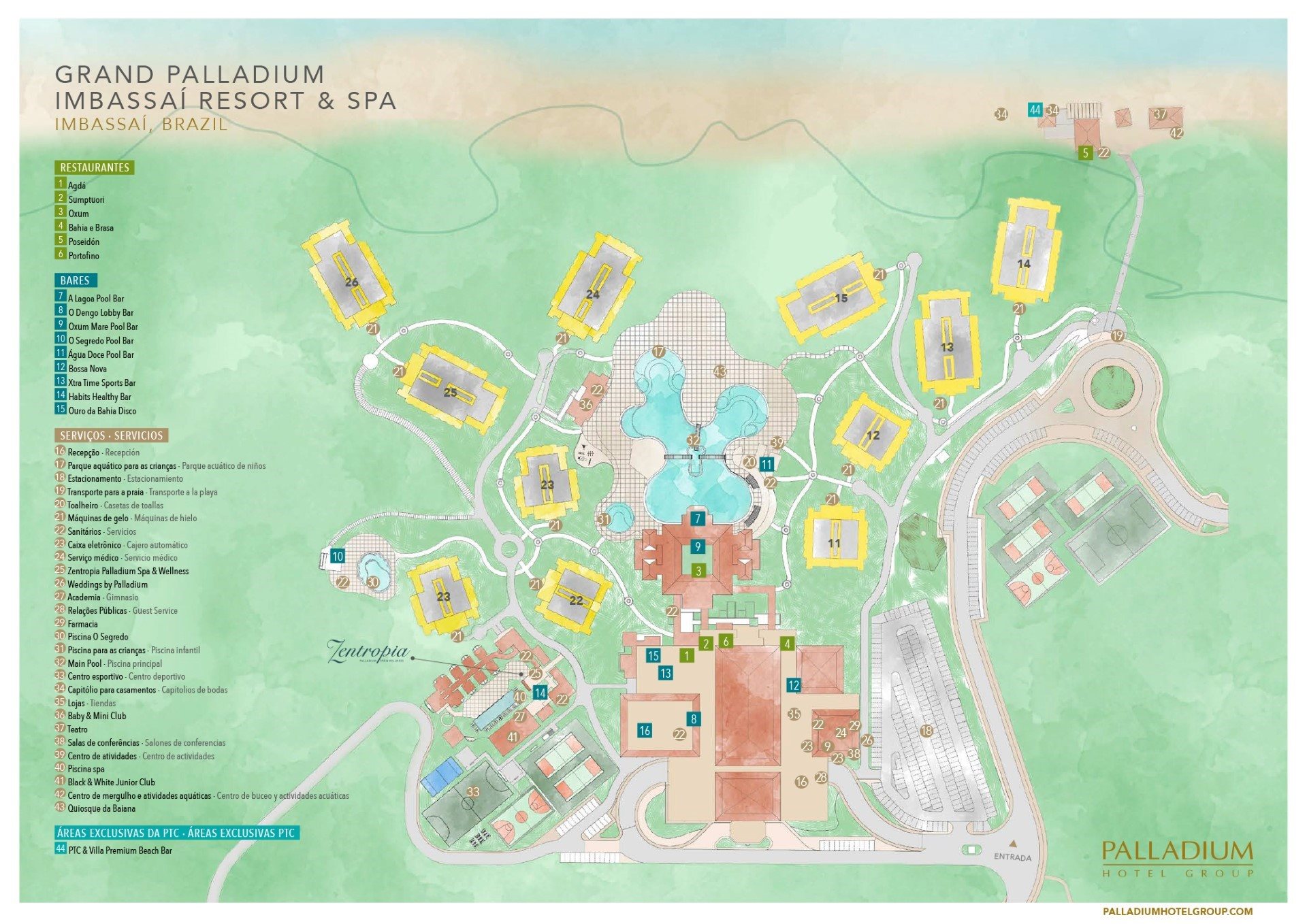 Grand Palladium Imbassaí Resort And Spa Mapa Do Resort