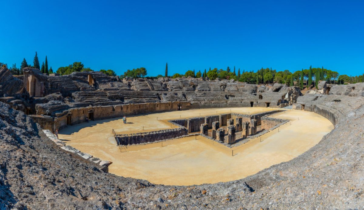The Roman amphitheatre at Italica, Spain
